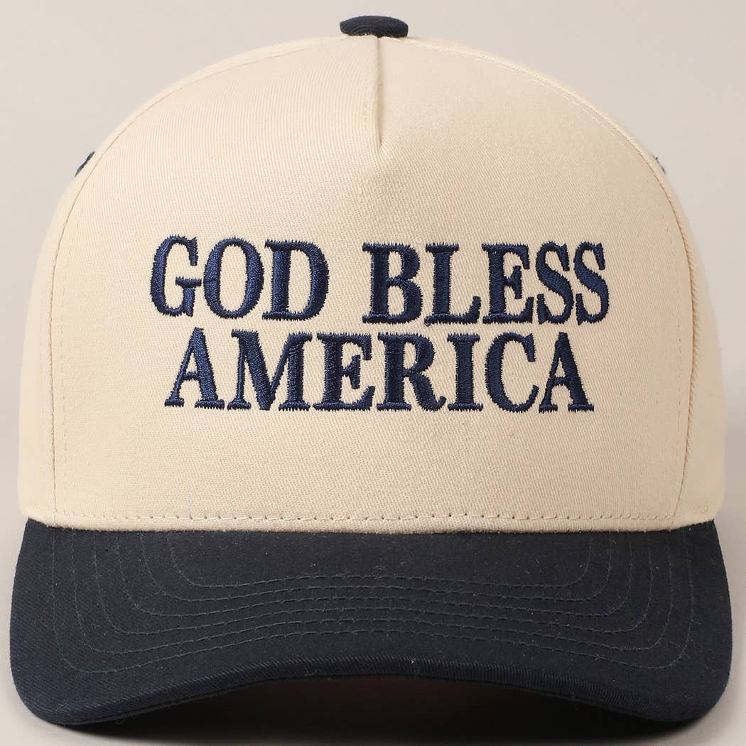 Fashion City - Wholesale Baseball Cap - Unisex - God Bless America Embroidered Two-Tone Canvas Cap40