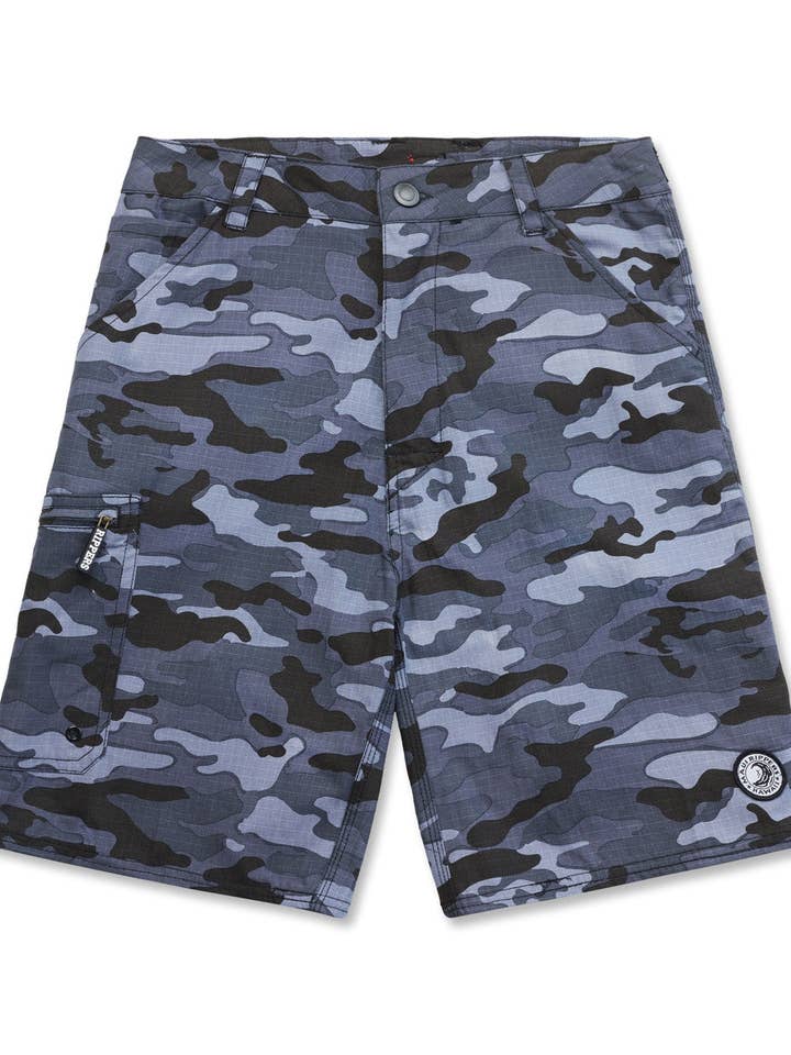Grey Camo 21" Cargo Ripstop Walkshort for wholesale by Maui Rippers