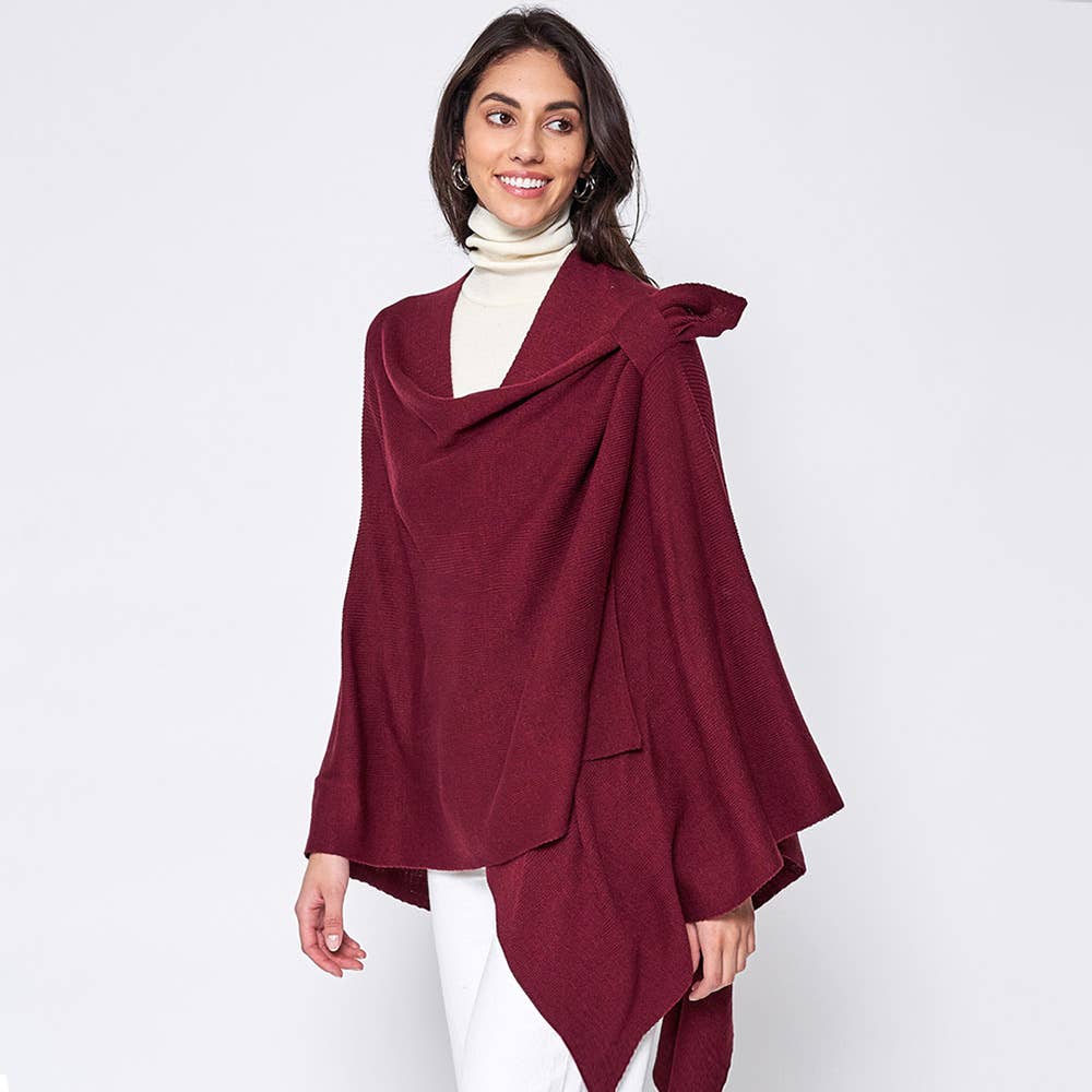 Sensibling Corp. – wholesale Poncho – Women's – Shoulder Strap Solid Ruana Poncho41