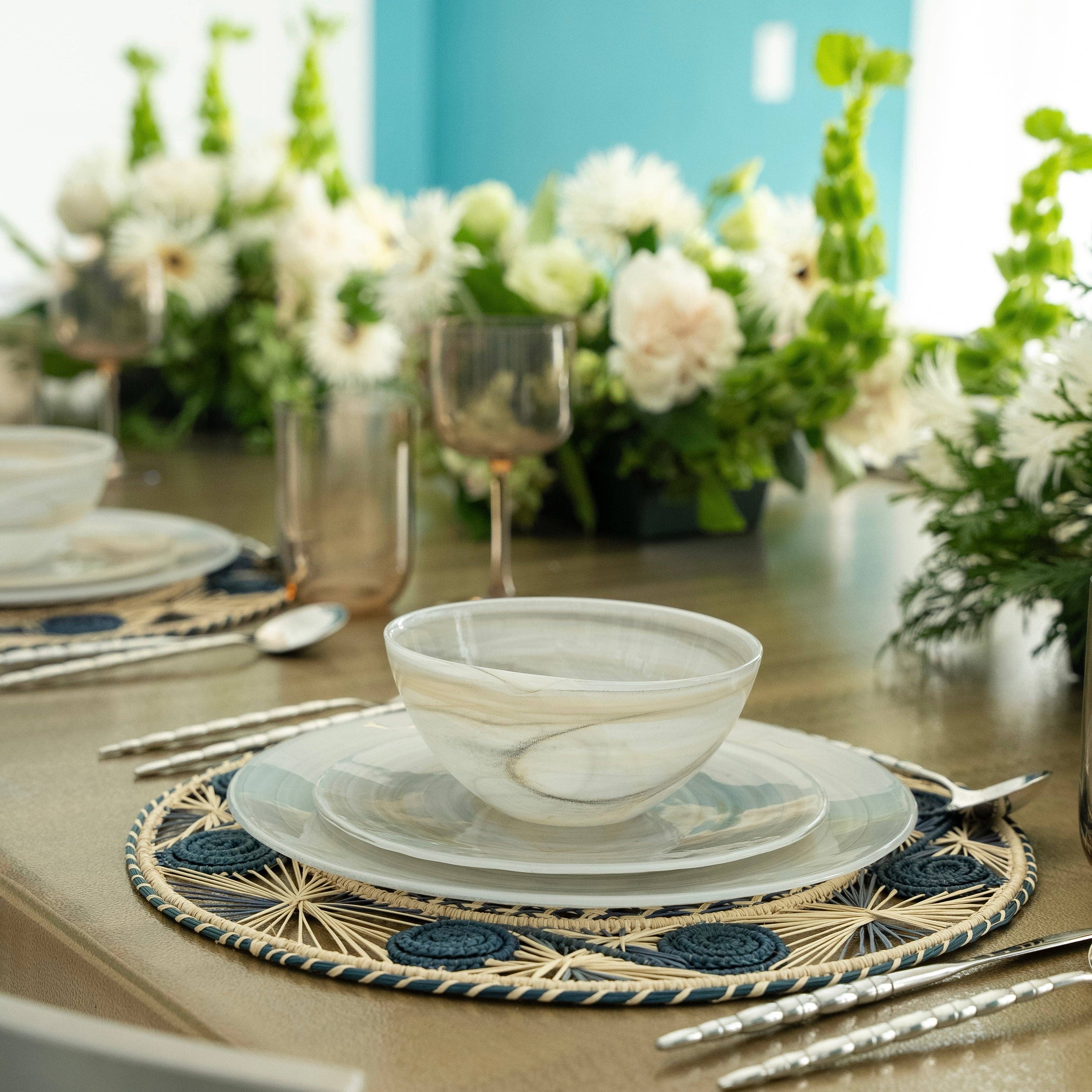 Lainy Home - Vente Service à vaisselle - Pack de 4 vaisselles Tropez Alabaster Taupe0