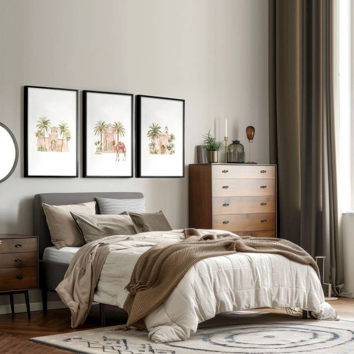 Wall Picture With Frame | Set of 3 Moroccan Wall art Prints for wholesale by About Wall Art