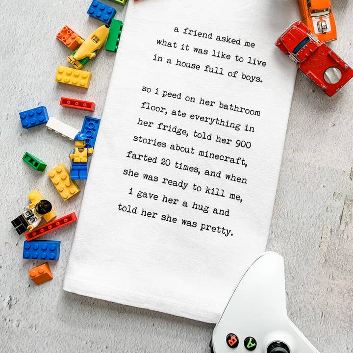 House Full of Boys - Tea Towel for wholesale by DEV D + CO.