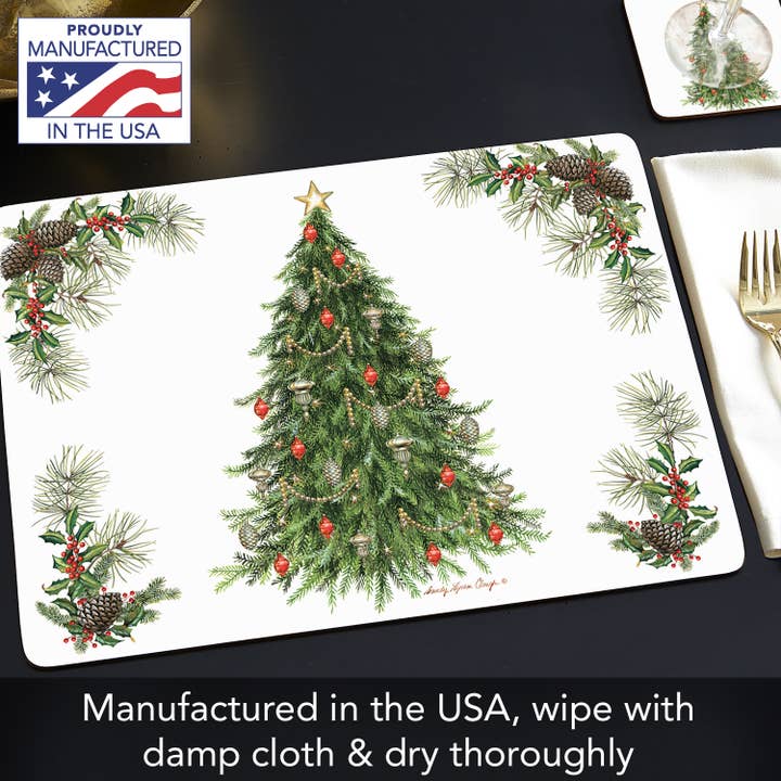 CounterArt/Highland Home/Thirstystone/CoasterStone - Wholesale Placemat - Cala Home "O' Christmas Tree" Decorative Hardboard Placemat