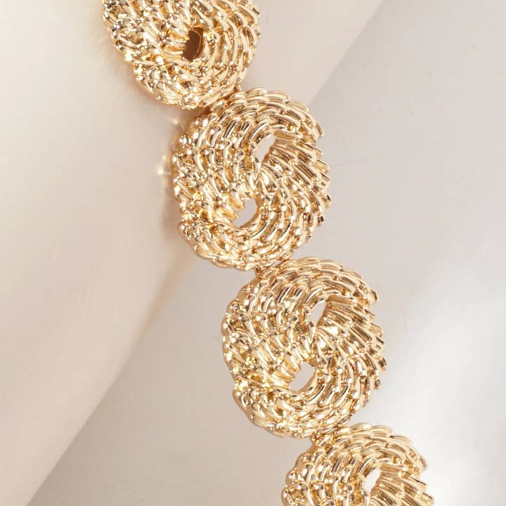Gold Textured Round Design Vintage Chain Bracelet With-Toggle-Closure for wholesale on Faire2