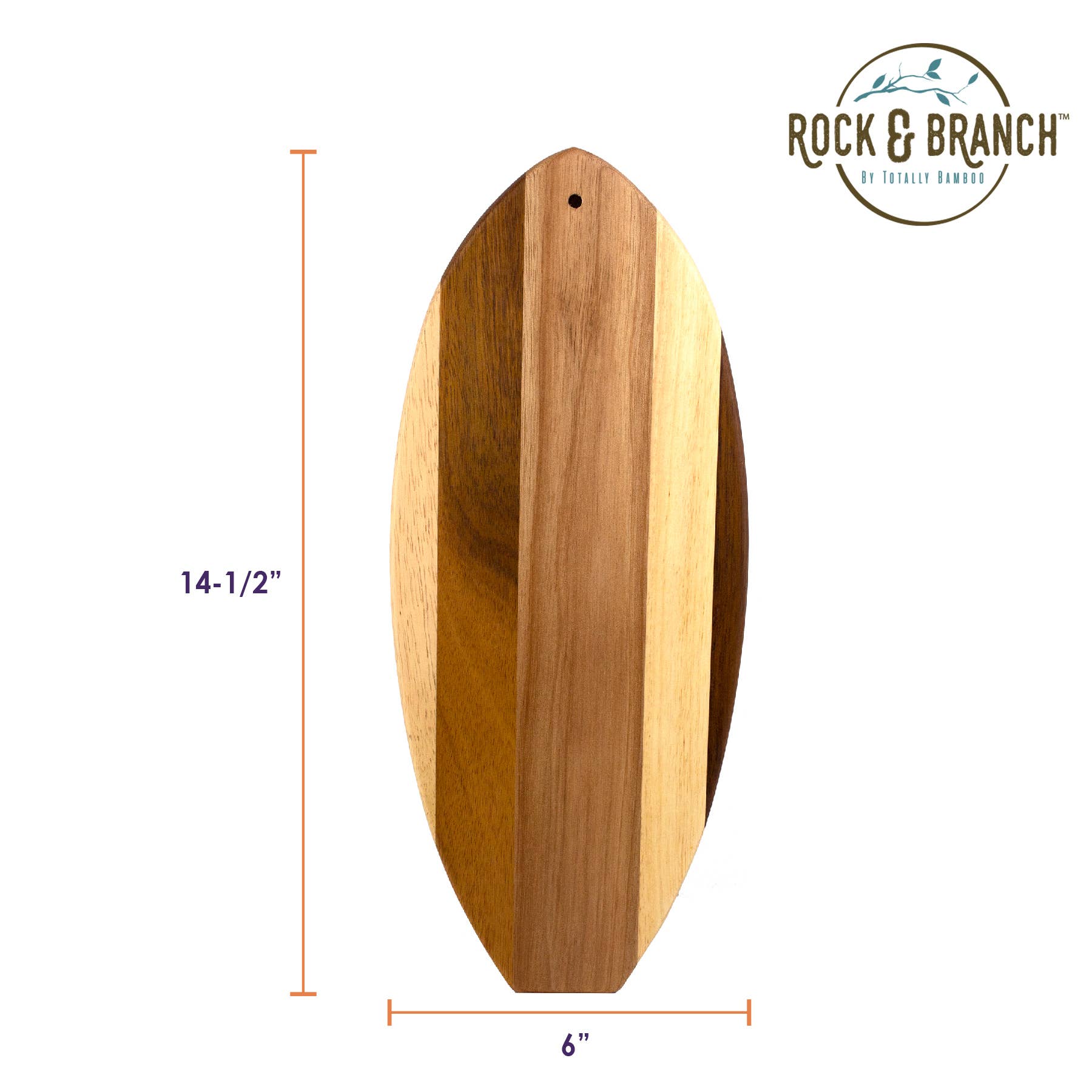 Totally Bamboo - Wholesale Cutting Board - Rock & Branch® Shiplap Li'l Surfer Surfboard Shaped Serving5