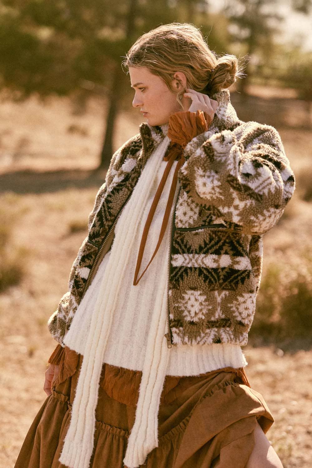 Promesa USA - Vendita all'ingrosso Giacca - Donna - Giacca in Pile Sherpa con Cerniera e Stampa Geometrica2