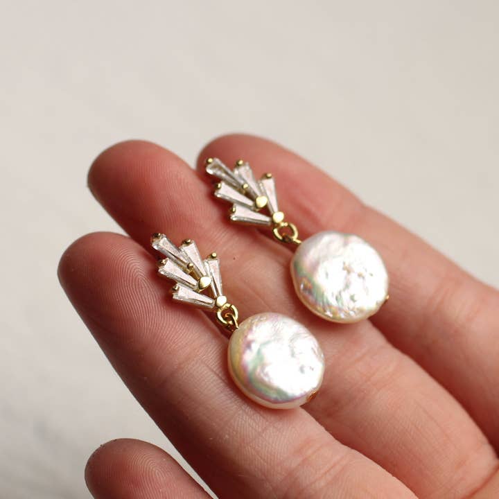 Silk Purse, Sow's Ear - Wholesale Dangle Earrings - Art Deco Crystal Pearl Earrings
