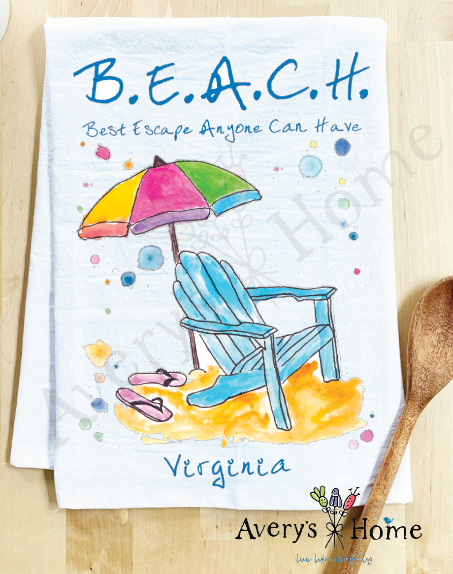 Avery's Home - Wholesale Tea Towel - Beach Vacation Souvenir Customizable Tea Towel17