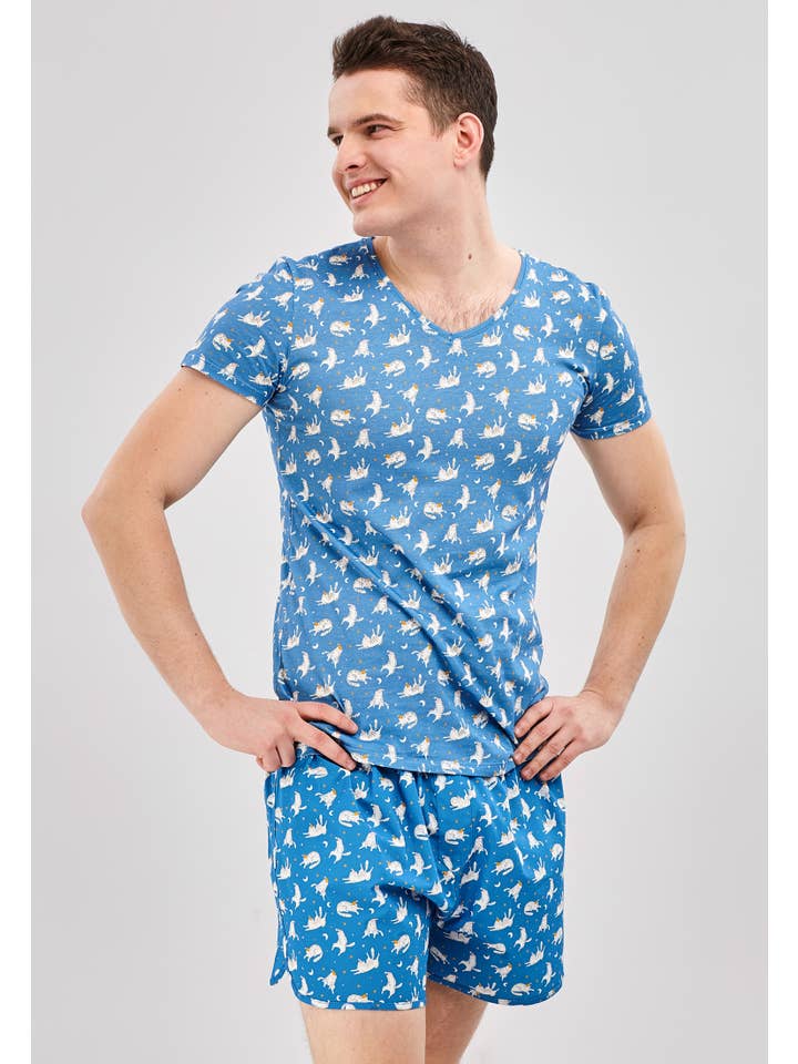 Happy Pijama – wholesale Sleepwear set – Unisex – Sleepy Cats - Organic Cotton Pajama Set Unisex Short