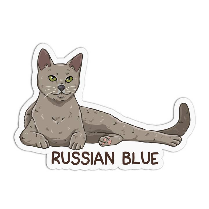 Autocollants imperméables en vinyle bleu russe Cat pour la vente par Girls Printing House