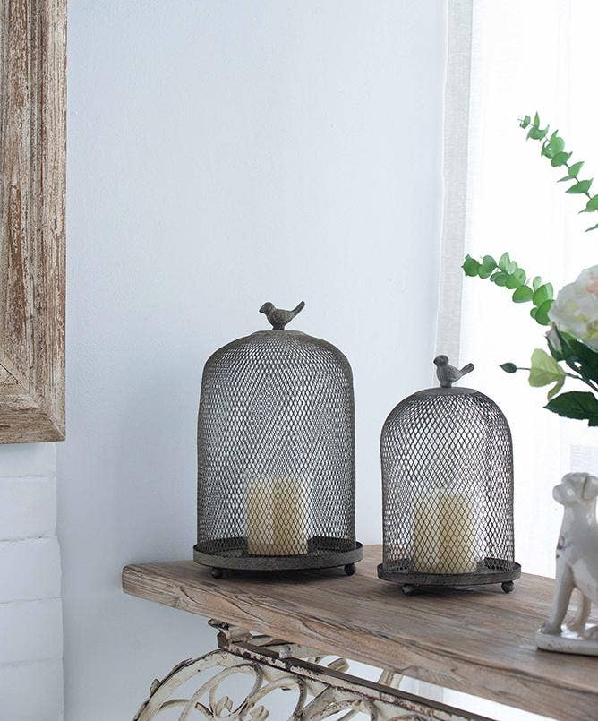 A&B Home Group Inc. - Wholesale Candle holder - S/2 Sparrow Antique Mesh Candle Holders - Gray7