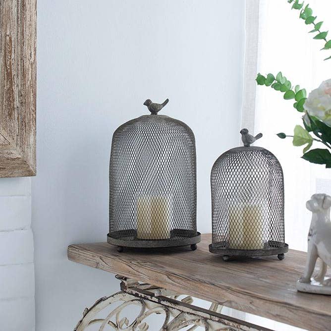 A&B Home Group Inc. - Wholesale Candle Holder - S/2 Sparrow Antique Mesh Candle Holders - Gray7