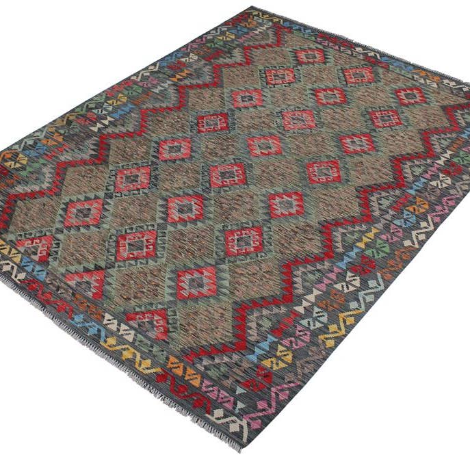 Tribal Turkish Kilim Iliana Hand-Woven Wool Rug - 8'2'' x 9'8'' for wholesale by Arshs Fine Rugs