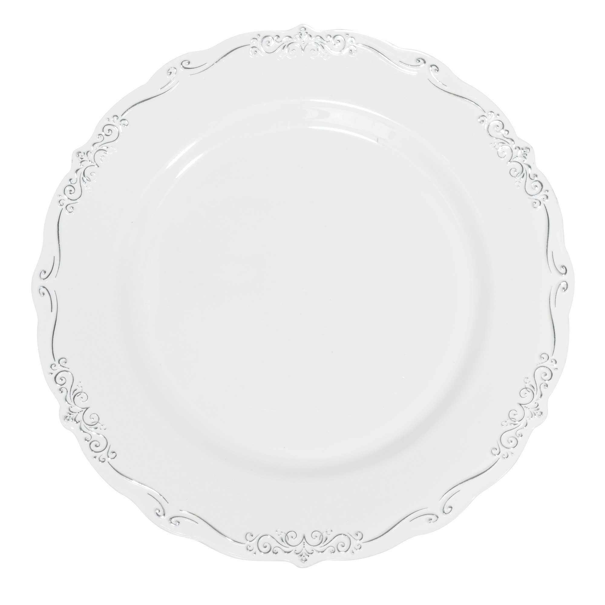 Portofino International Trading, USA - Vente Assiette jetable - Ensemble d'assiettes gaufrées de luxe jetables 40 pièces/ensemble - Argent2