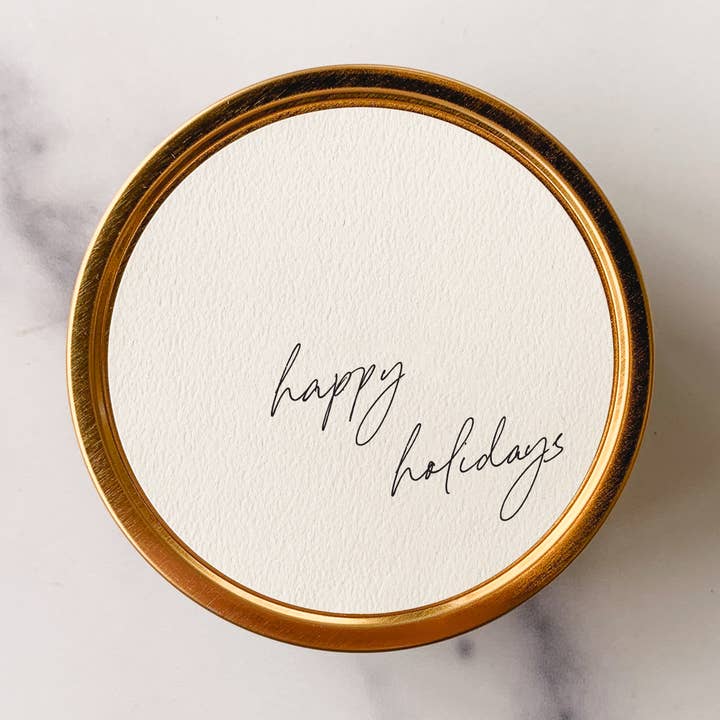 Simply Curated - Wholesale Travel Candles - "Happy Holidays" Holiday Candle Tin0