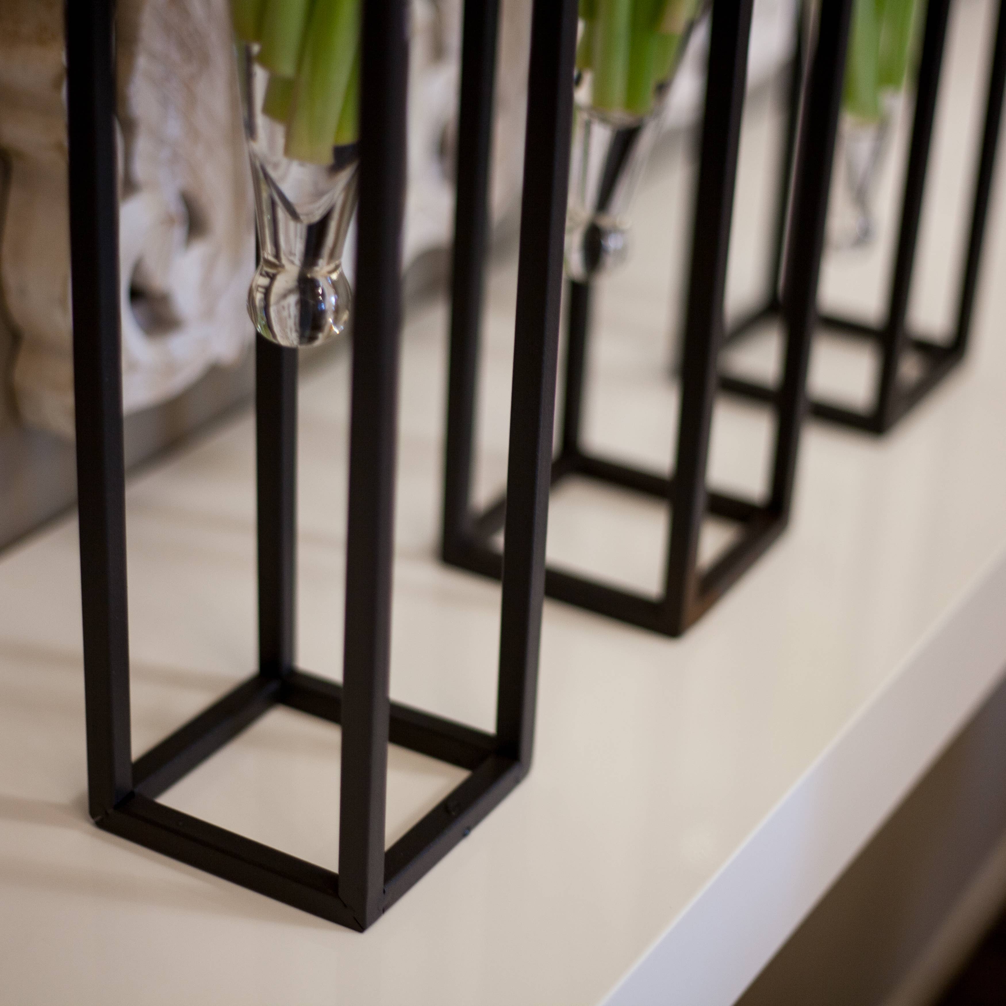 Danya B - Wholesale Vase - Danya B. Set of 3 Clear Amphorae Vases on Square Tubing Met3