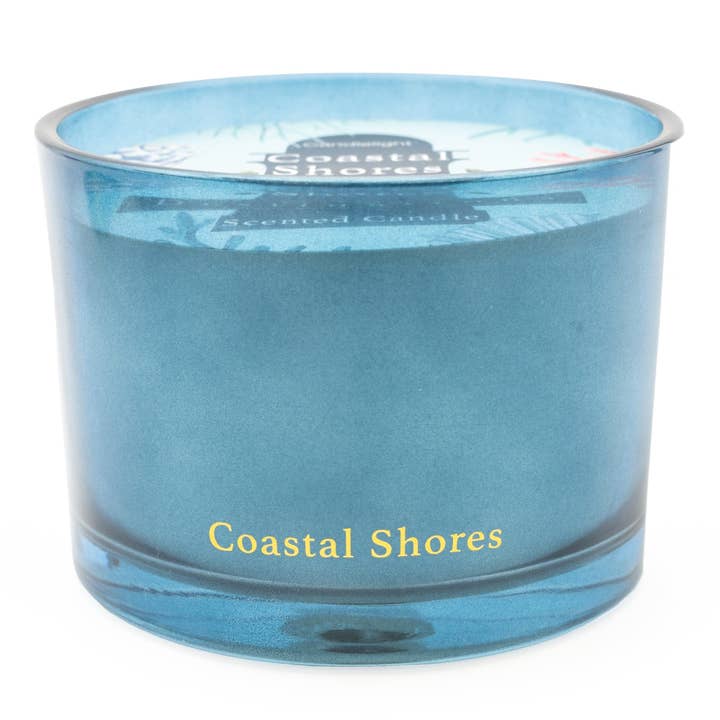 Coastal Shores Two Wick Candle with Seasalt Scent 6PK for wholesale by Candlelight Products Ltd