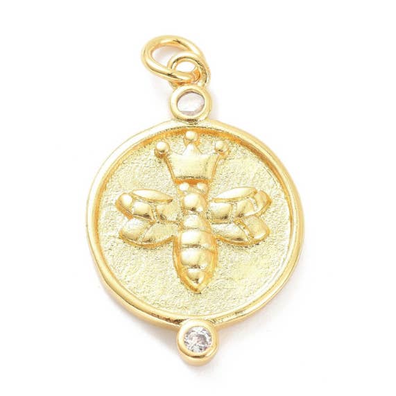 * Gold Busy Bee Pendant for wholesale by The Charm Bar Company