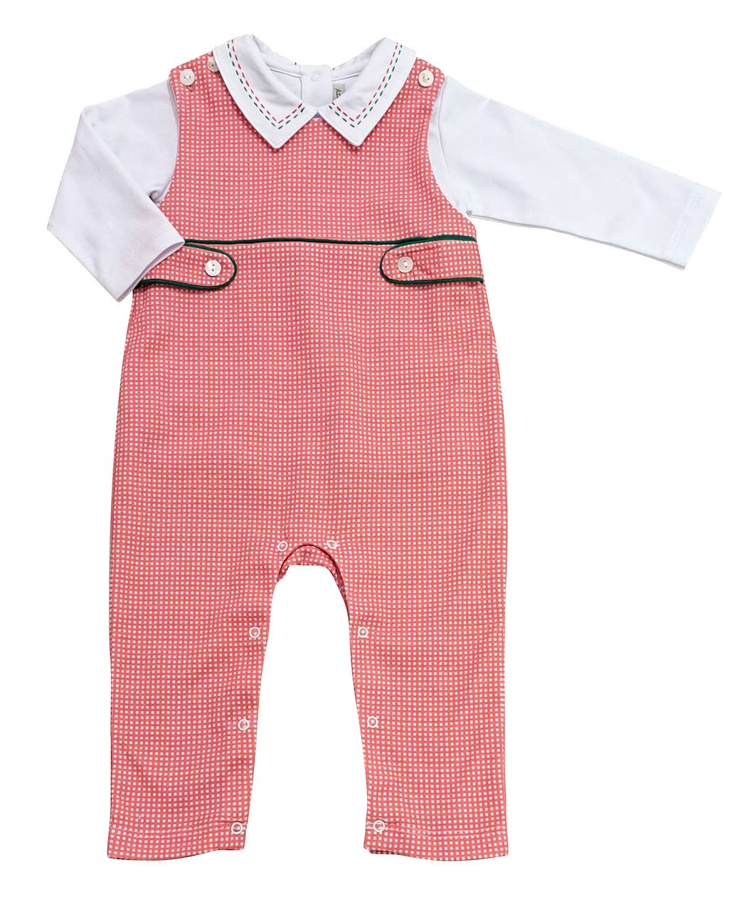 Marco and Lizzy - Wholesale Overalls - Kids - Christmas Boy's Longall  pima cotton red checks Set0