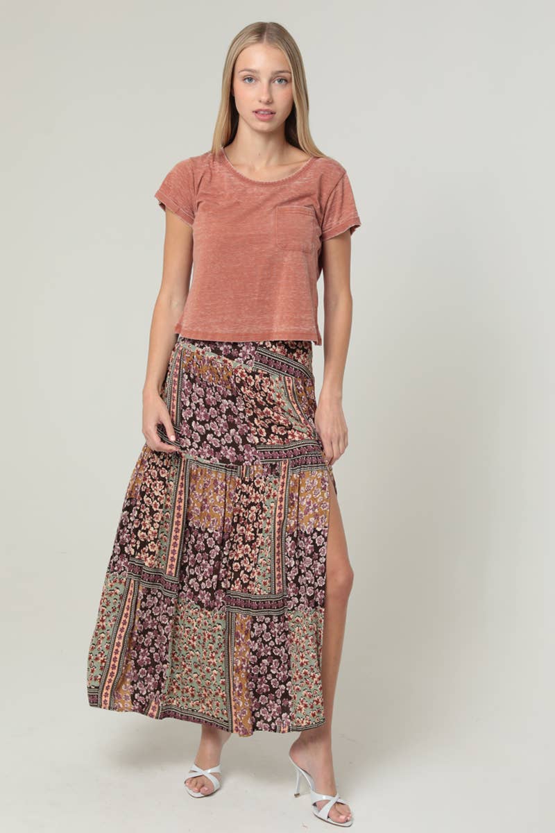 ANGIE - Wholesale Skirt - Women's - B6B26-A947 PRINTED MAXI SKIRT WITH SIDE SLIT5