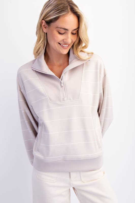 Sunday Morning - Vente Sweat-shirt – femme - T7299PL37 PULL À COL MONTANT À RAYURES ET FERMETURE ÉCLAIR DE GRANDE TAILLE 26