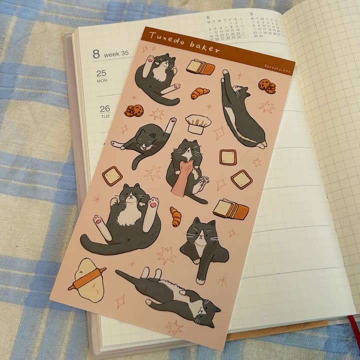 Shooley - Wholesale Sticker - Tuxedo Cat Vinyl Sticker Sheet1