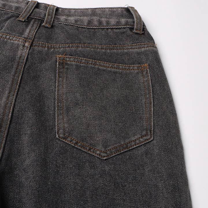 Grigio Jeans invecchiati a vita alta alla moda JP015Y - Stile retrò in vendita all'ingrosso su Faire17