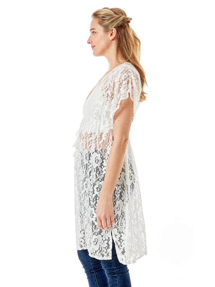Hana - Wholesale Swim Cover Up - Women's - Floral Crochet Lace Cover Up