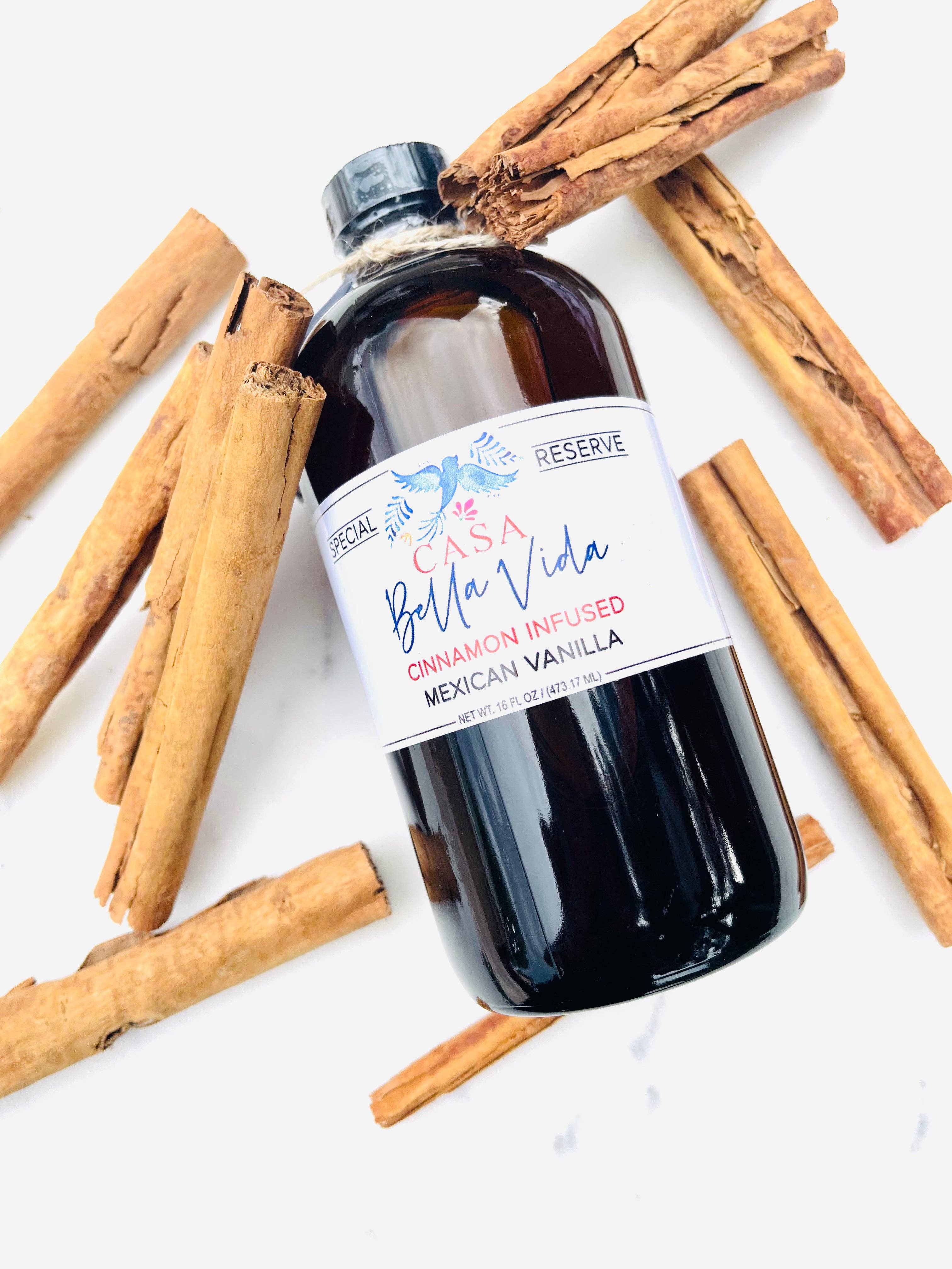 Casa Bella Vida - Wholesale Vanilla/Fruit Extract - Amazing Cinnamon Infused Mexican Vanilla - 16 Ounce Bottle1