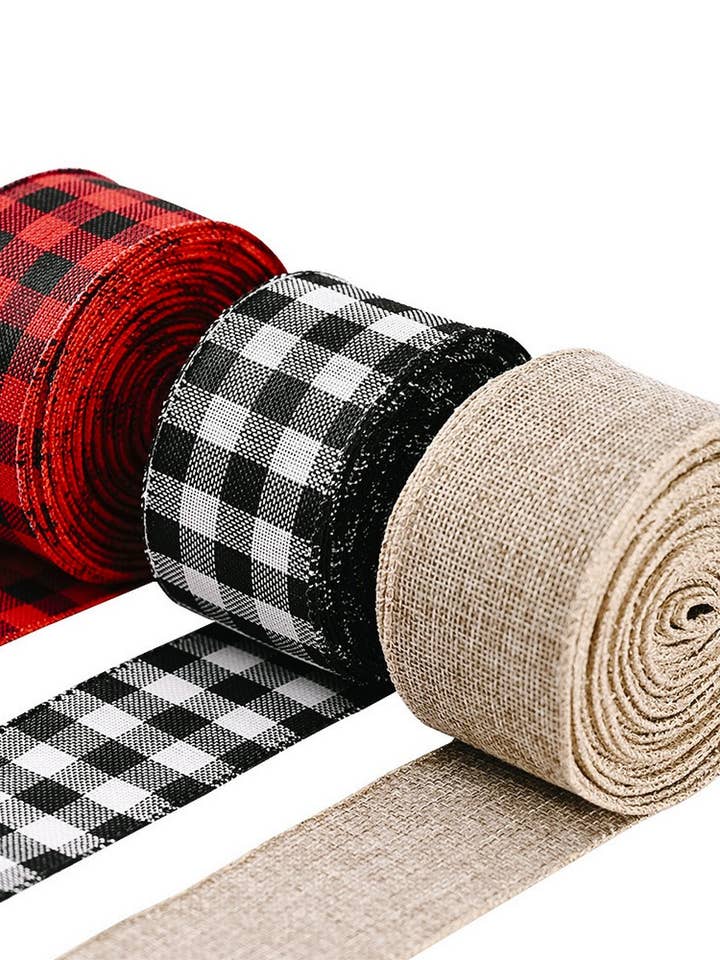 CWMM10205_PLAID CHRISTMAS RIBBON RED BLACK WHITE DECOR for wholesale by NINEXIS