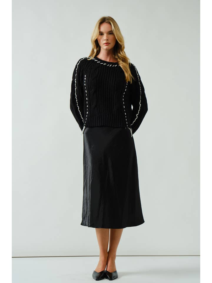 Aaron & Amber - Wholesale Skirt - Women's - AJS5484 HOLIDAY A LINE SATIN MIDI SKIRT 11