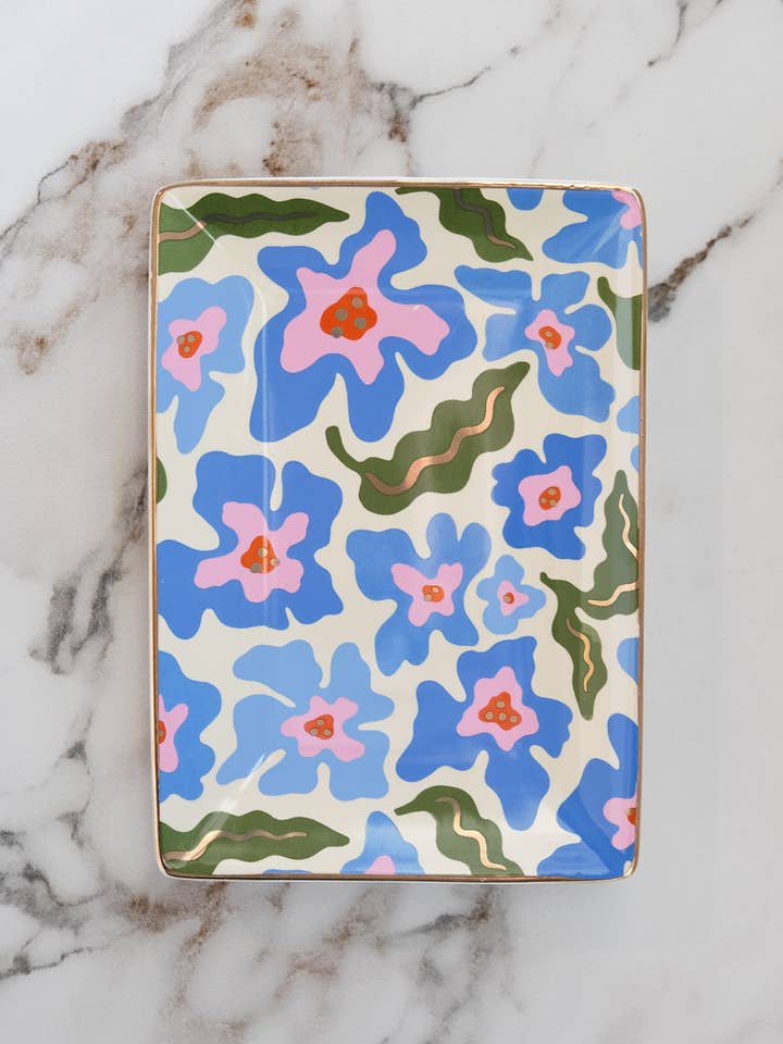 Porcelain Trinket Tray | Trippy Daisies for wholesale by Idlewild Co.