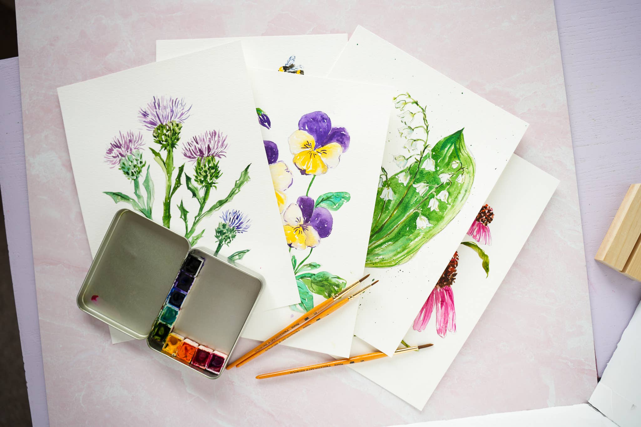Jean Choe Art & Design - Wholesale Sketchbook/Sketchpad - Watercolor Workbook: Outlined Wildflower, Beginner Friendly 11