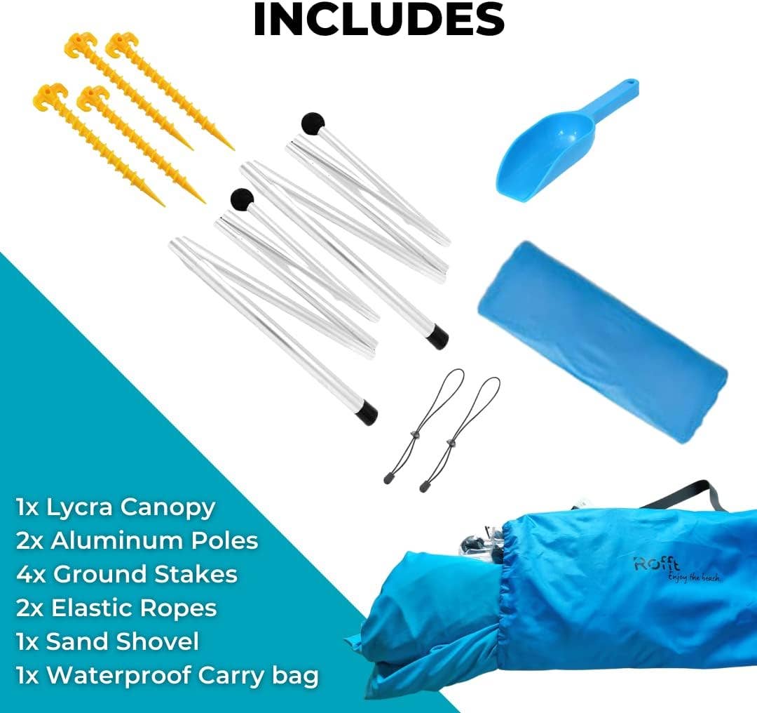 ROFFT USA LLC – wholesale Tent – Pop Up Beach Tent and Beach Canopy Sun Shelter UPF50+ with Sand Shovel, Ground Pegs and Aluminum Poles Beach Shade Beach Tent pop up Shade Beach Tent Sun shelter Beach Canopy Tent Sun Shade13