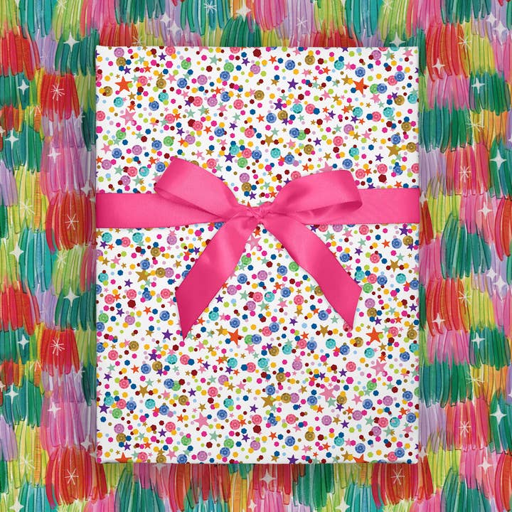 Sparkly Sequins & Fringe | Flat Gift Wrap | Double-Sided for wholesale by O.O.M.F. Creative