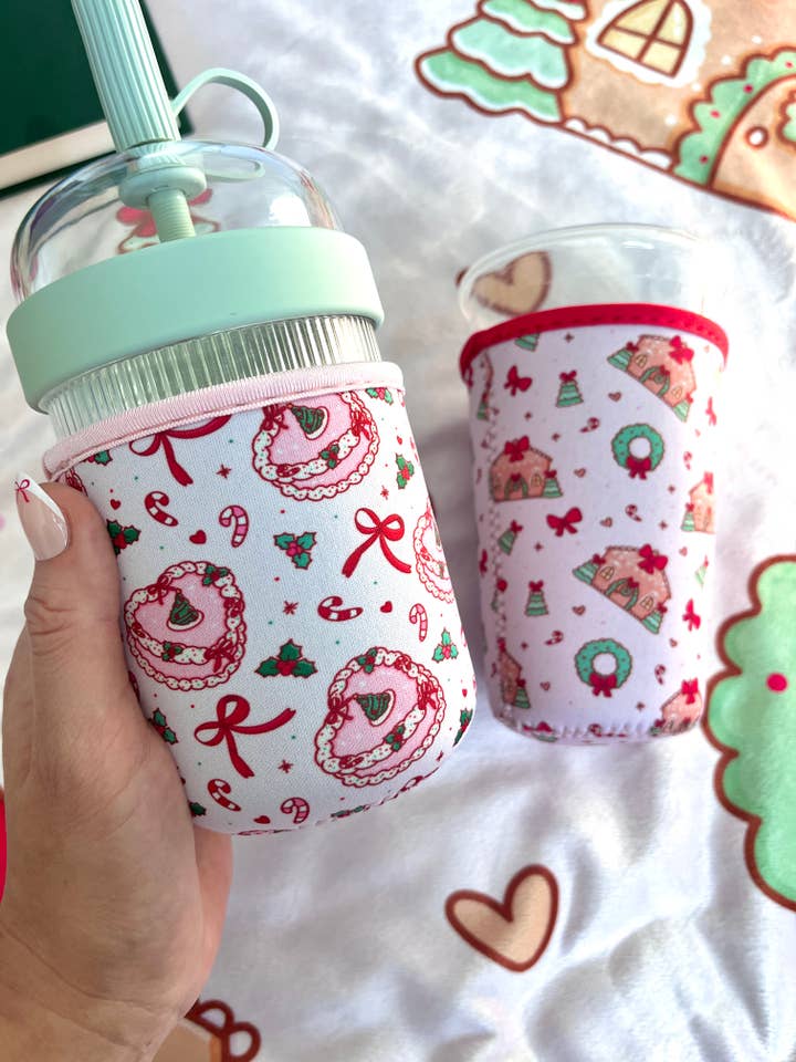 Christmas Cake Sleeve- 16oz Drink Koozie for wholesale by Illie Millie Designs