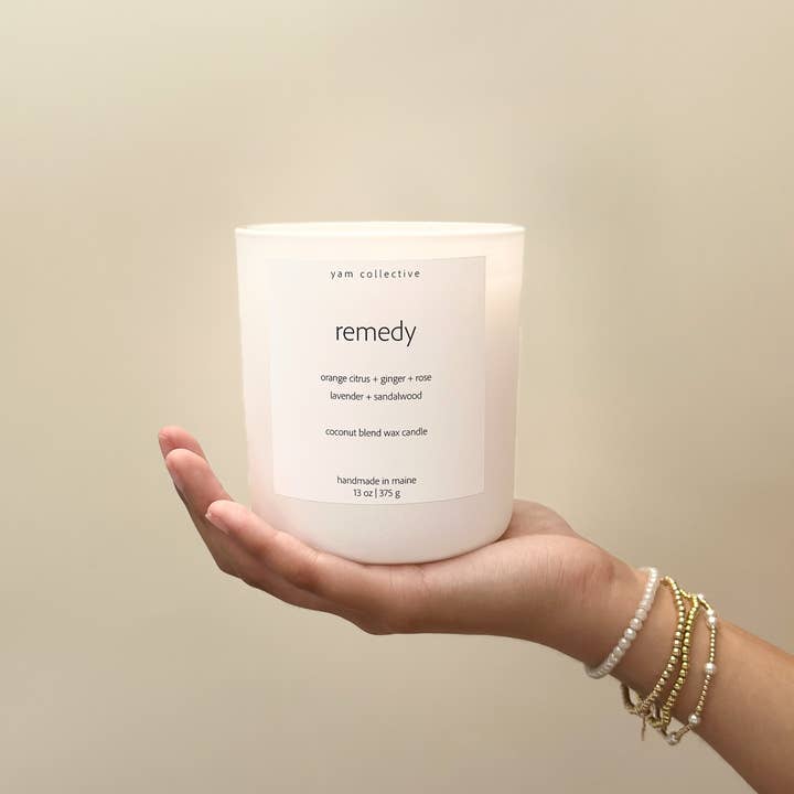 yam collective - Wholesale Jar/Filled Candle - Heat Wave - 13 oz Melon + Cucumber Matte White Glass Candle