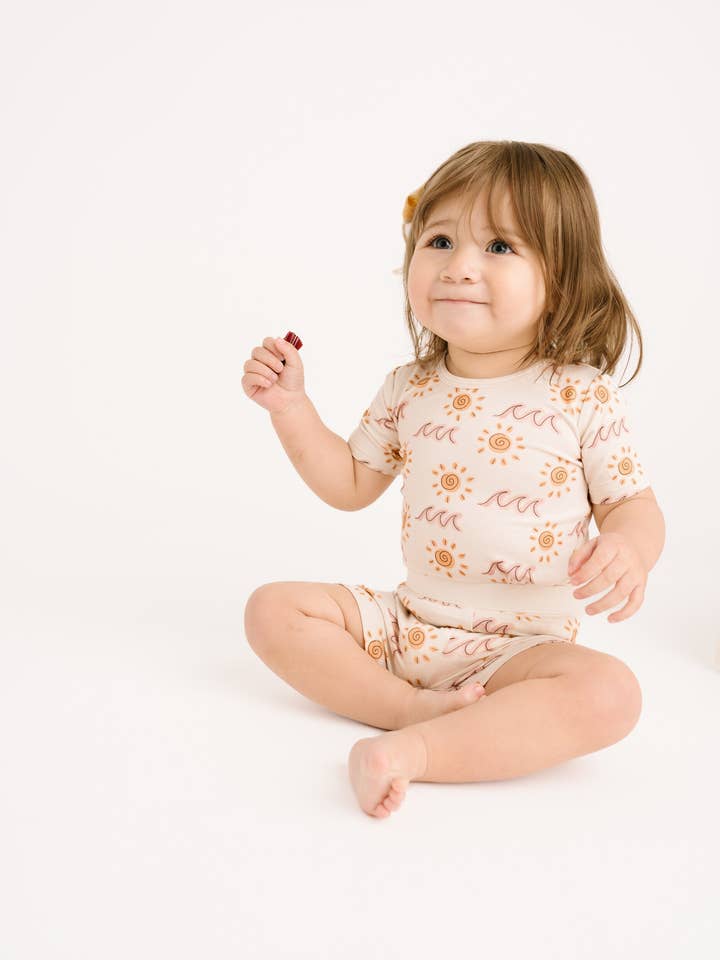 Sunny Shores Bamboo Shorts Set for wholesale by Little One Shop