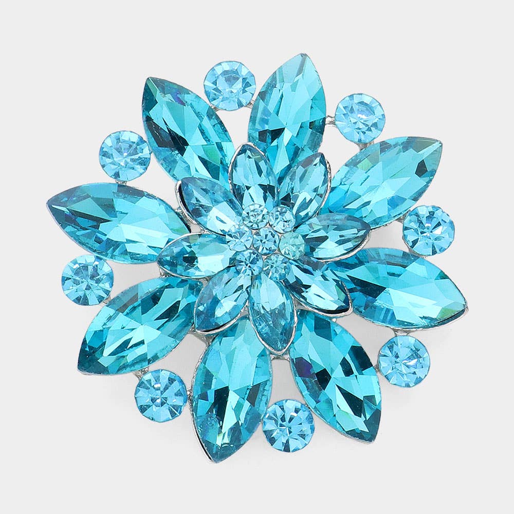 Sensibling Corp. - Wholesale Brooch - Marquise Stone Accented Flower Pin Brooch
0