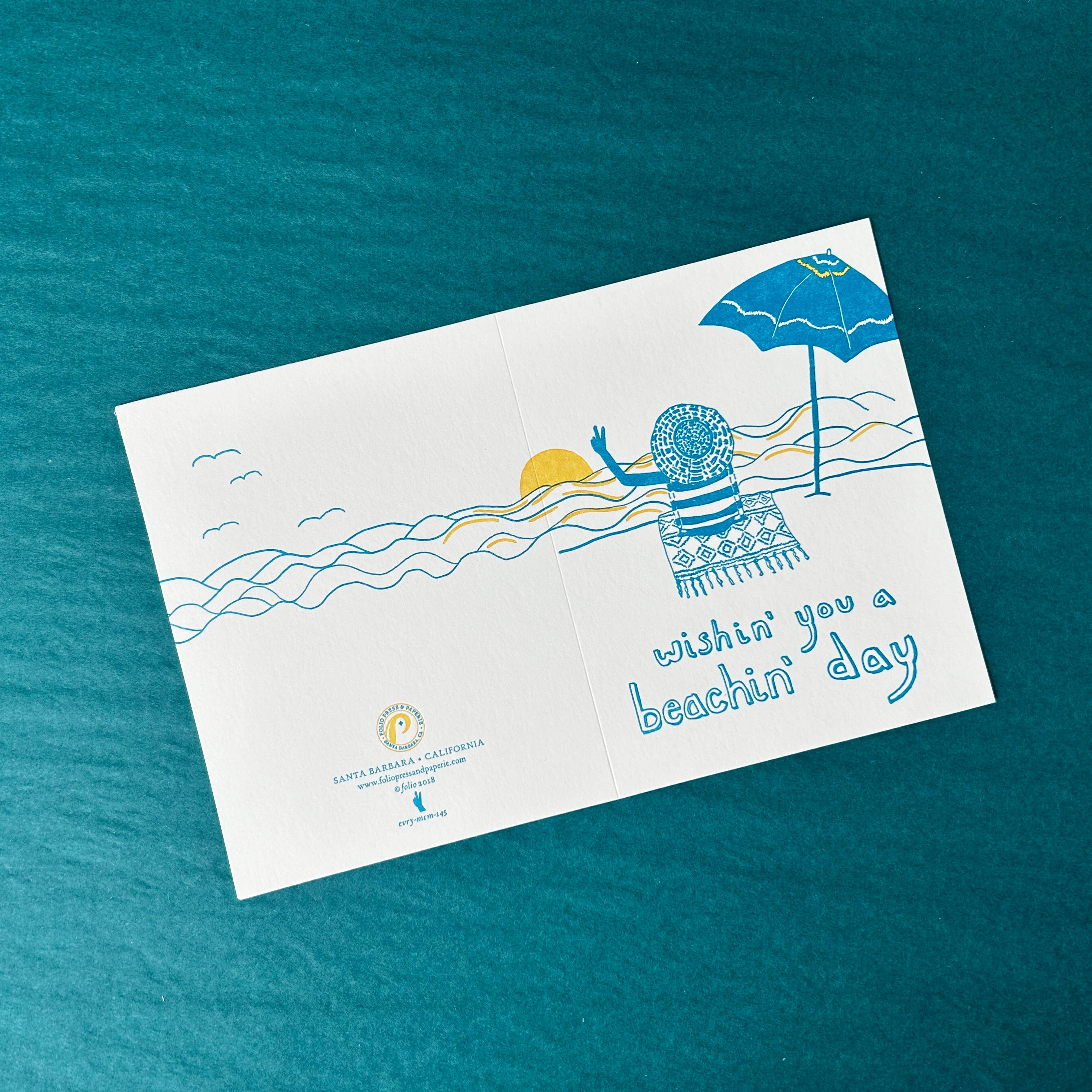 folio press & paperie – Cartão de saudação diária por atacado – Desejando-te um Dia de Praia Fantástico1