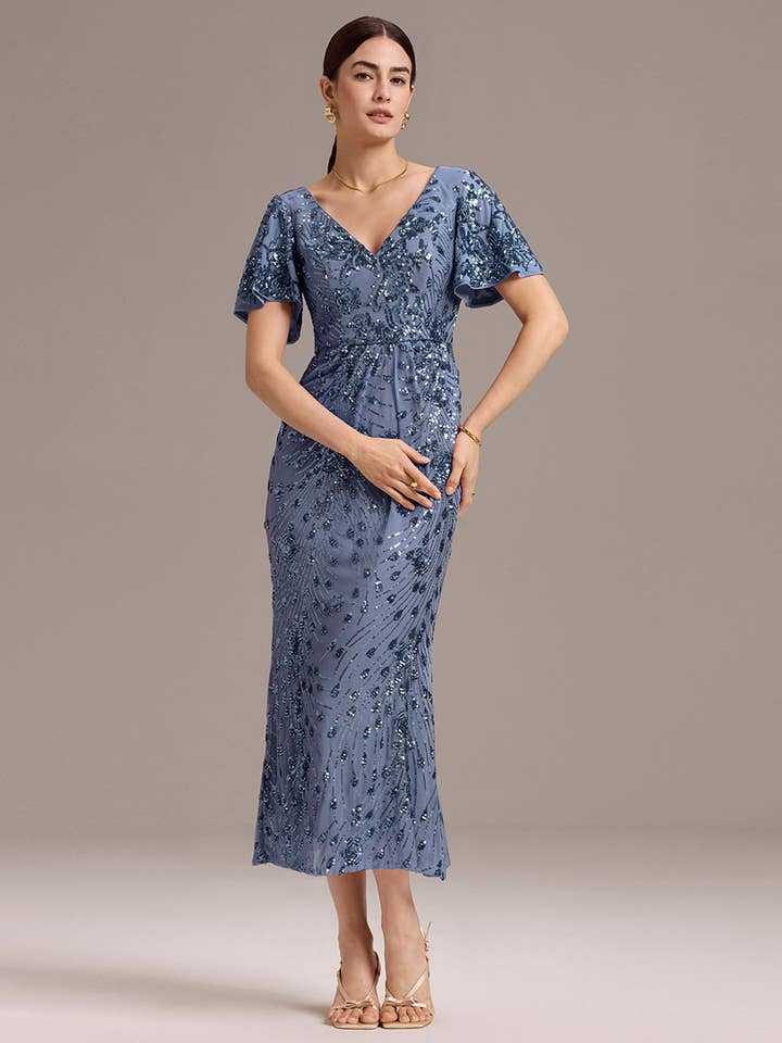 Ever-Pretty - Wholesale Gown - Women's - Strapless Deep Fishtail Paillette Midi Evening Dresses89