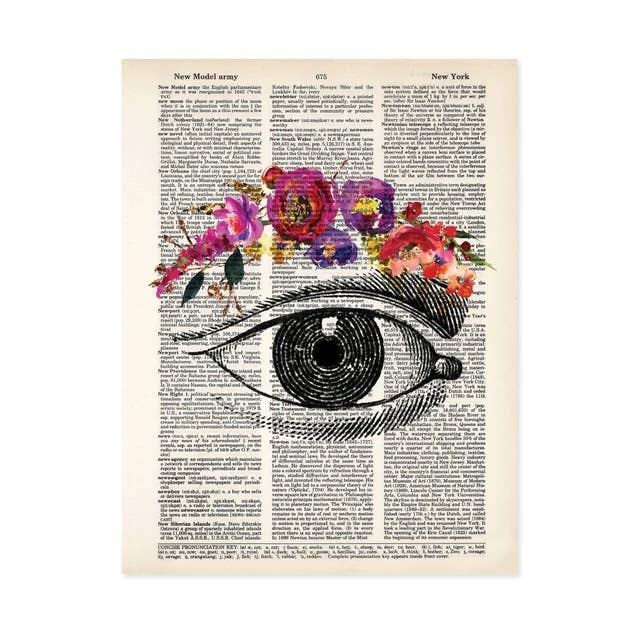 Eye Etching with Watercolor Flowers in Pinks Tones for wholesale by Blue Twist & Co
