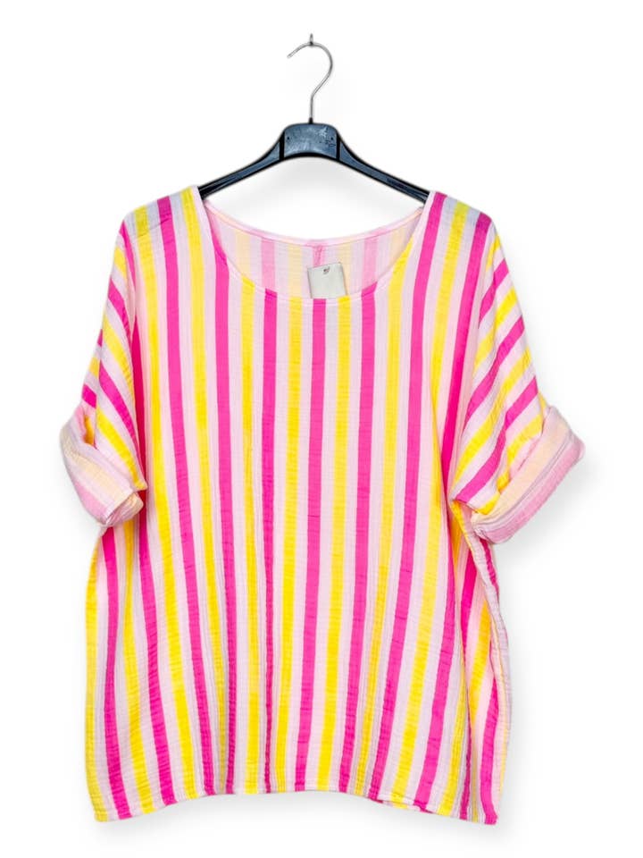 Lucky Nana - Wholesale T-Shirt - Women's - SP 8003-F1 - Multicolored Striped Top