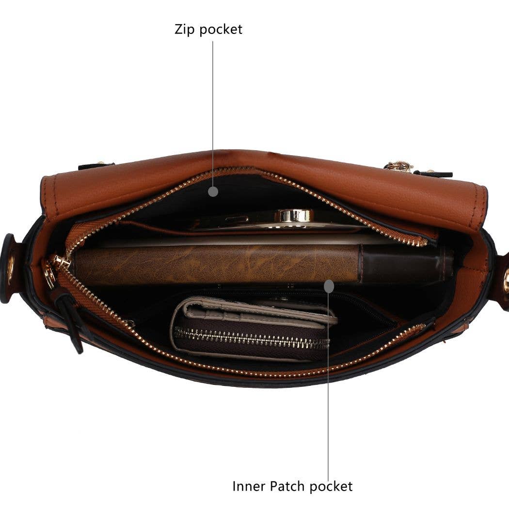 MKF Collection – wholesale Axelremsväska – Dam – MKF Drew Vegan läder färgblock kvinnor axelväska av Mia5