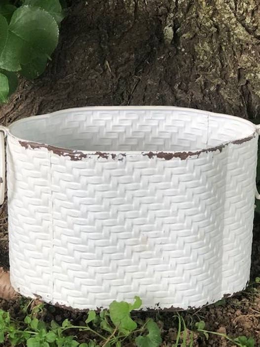 White Wicker Oval Container w/Ring Handles for wholesale by DNS Designs