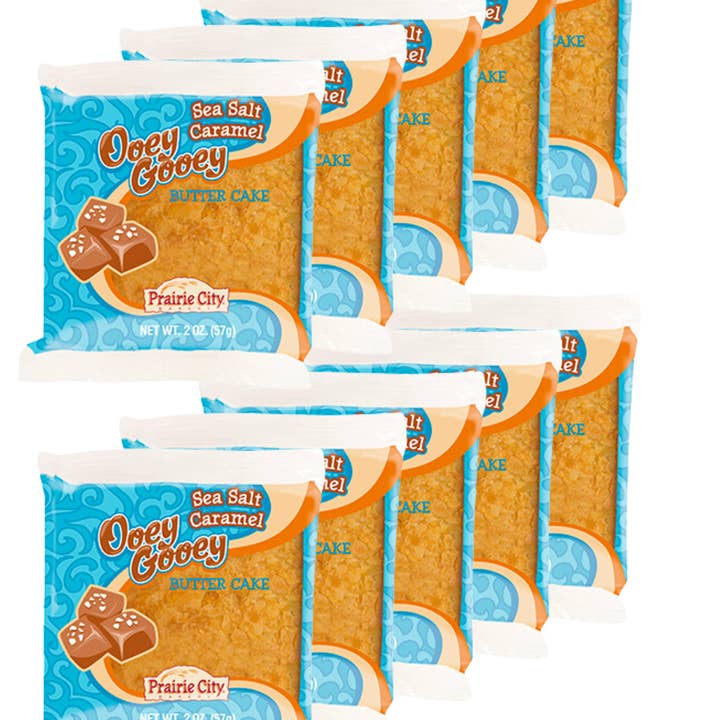Shop The King - Wholesale Cake - Prairie City Bakery Ooey Gooey Butter Cake, 2 oz Snack Cakes, Individually Wrapped, Pack of 10 (Sea Salt Caramel)
