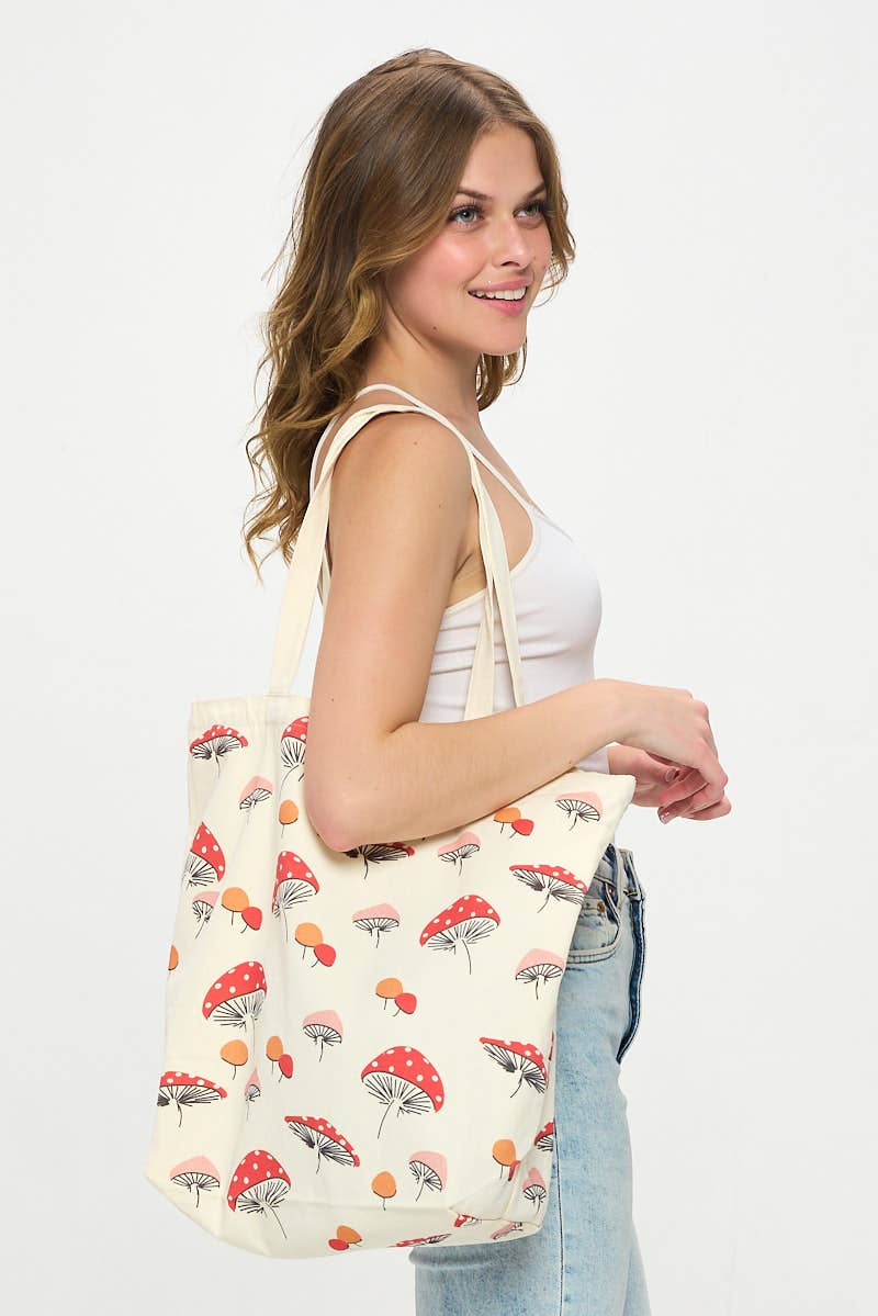 SM WARDROBE – Sacola - Mulher por atacado – PORTOBELLO ESTAMPADO COGUMELO TOTE BAGS7