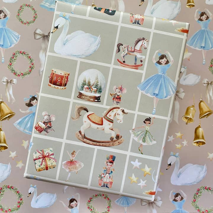Petite Rose Paper Co. - Wholesale Flat Wrap - Holiday Gift Wrap | Reversible Gift Wrap | Double-Sided Wrap