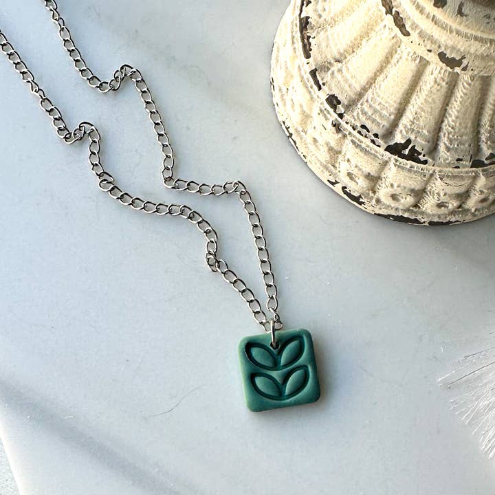 Polymer Clay Necklace - Everyday - Sage Leaf for wholesale by KIMCo.