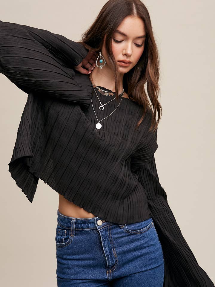Blouse plissée à dos ouvert avec nœud pour la vente par Listicle
